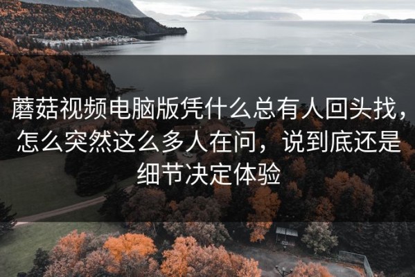 蘑菇视频电脑版凭什么总有人回头找，怎么突然这么多人在问，说到底还是细节决定体验