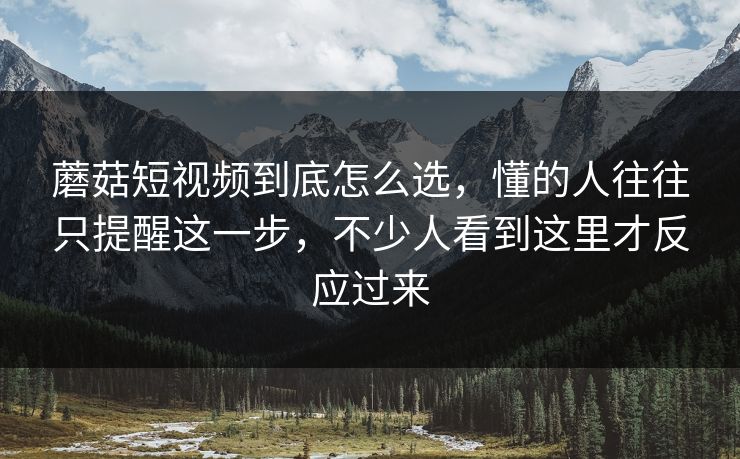 蘑菇短视频到底怎么选，懂的人往往只提醒这一步，不少人看到这里才反应过来