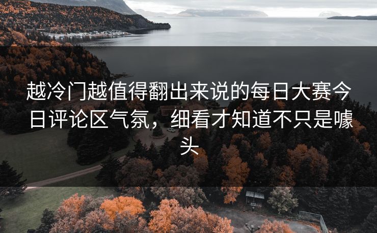 越冷门越值得翻出来说的每日大赛今日评论区气氛，细看才知道不只是噱头