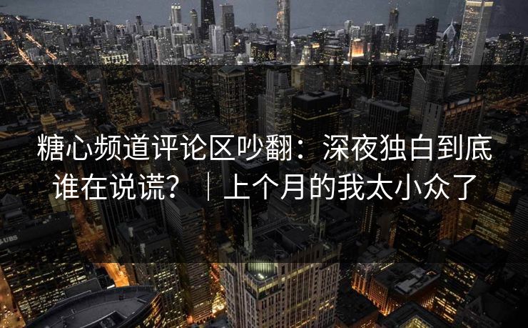 糖心频道评论区吵翻：深夜独白到底谁在说谎？｜上个月的我太小众了