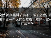 突然新91黑料节奏不一样了之后，原来不止一个人这么觉得，难怪大家一直盯着不放