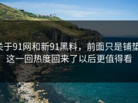 关于91网和新91黑料，前面只是铺垫，这一回热度回来了以后更值得看
