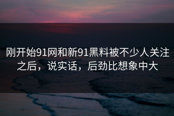 刚开始91网和新91黑料被不少人关注之后，说实话，后劲比想象中大