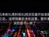 后来新91黑料和91网浏览器开始发酵之后，没想到最后卡在这里，整件事突然就不一样了