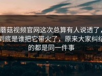 蘑菇视频官网这次总算有人说透了，到底是谁把它带火了，原来大家纠结的都是同一件事