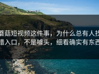 蘑菇短视频这件事，为什么总有人找错入口，不是噱头，细看确实有东西