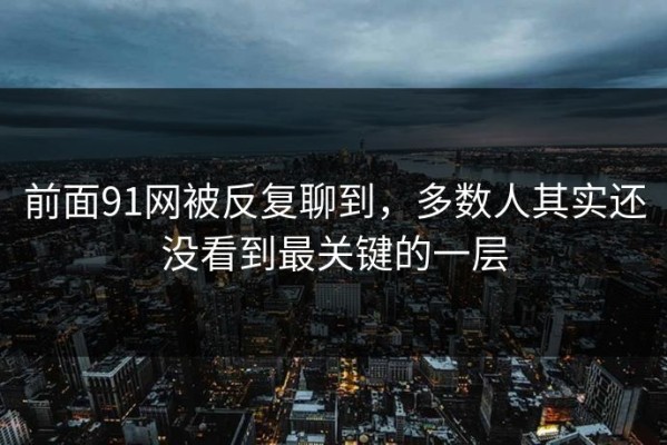 前面91网被反复聊到，多数人其实还没看到最关键的一层