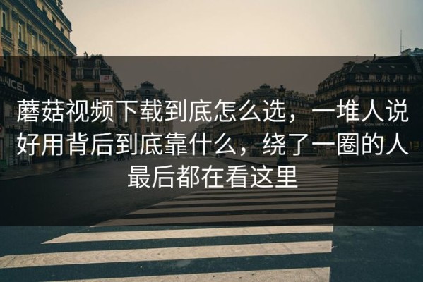 蘑菇视频下载到底怎么选，一堆人说好用背后到底靠什么，绕了一圈的人最后都在看这里