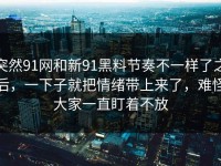 突然91网和新91黑料节奏不一样了之后，一下子就把情绪带上来了，难怪大家一直盯着不放