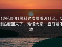 91网和新91黑料这次看着没什么，实际热度回来了，难怪大家一直盯着不放