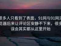 很多人只看到了表面，91网与91网浏览器后来让评论区安静不下来，很多误会其实都从这里开始