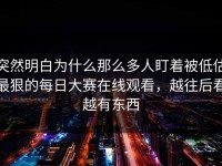 突然明白为什么那么多人盯着被低估最狠的每日大赛在线观看，越往后看越有东西