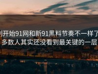 刚开始91网和新91黑料节奏不一样了，多数人其实还没看到最关键的一层