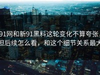 91网和新91黑料这轮变化不算夸张，但后续怎么看，和这个细节关系最大