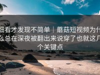 细看才发现不简单｜蘑菇短视频为什么总在深夜被翻出来说穿了也就这几个关键点