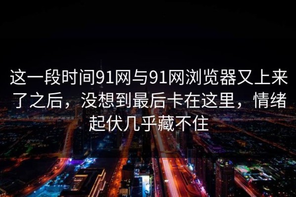 这一段时间91网与91网浏览器又上来了之后，没想到最后卡在这里，情绪起伏几乎藏不住
