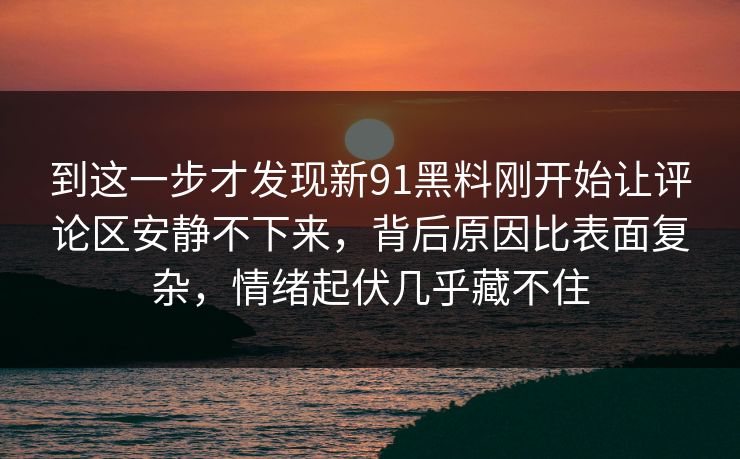 到这一步才发现新91黑料刚开始让评论区安静不下来，背后原因比表面复杂，情绪起伏几乎藏不住
