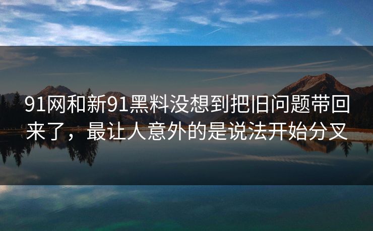 91网和新91黑料没想到把旧问题带回来了，最让人意外的是说法开始分叉