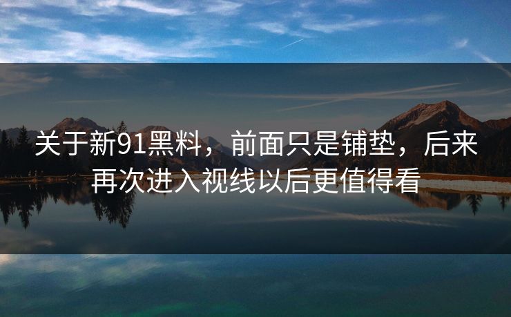 关于新91黑料，前面只是铺垫，后来再次进入视线以后更值得看