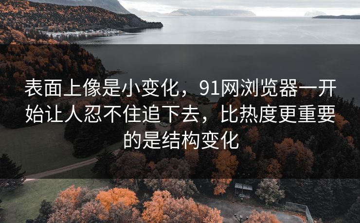 表面上像是小变化，91网浏览器一开始让人忍不住追下去，比热度更重要的是结构变化