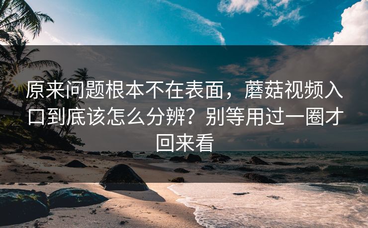 原来问题根本不在表面，蘑菇视频入口到底该怎么分辨？别等用过一圈才回来看