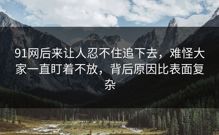 91网后来让人忍不住追下去，难怪大家一直盯着不放，背后原因比表面复杂